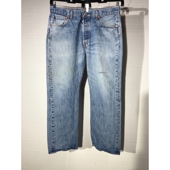 Levi's Other - Levis 501 Original Fit Jeans Mens 36x29 Light Wash Blue Denim Button Fly